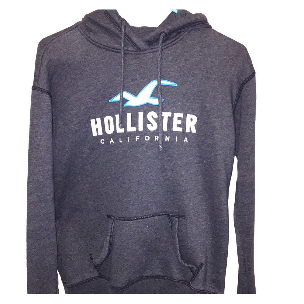 Navy blue grayish hoodie with white letters
